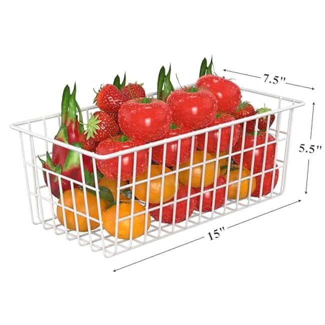 Orgneas Freezer Organizer Bins, Freezer Baskets for Chest Freezer and Upright Freezer Refrigerator Dividers Frozen Meats Storage Containers Organizer for Fruits and Vegetables, 5 Packs
