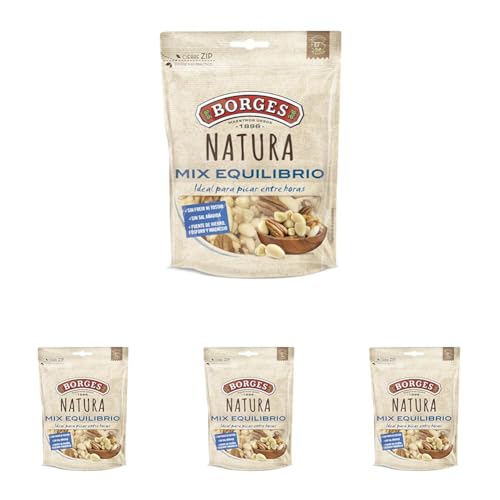 Borges - Cocktail Variado de Nueces de California, Almendras, Avellanas y Nueces Pecanas Natura Equilibrio - Con alto contenido en Ácidos Grasos, Ácido Linocélico, Fibra, Magnesio - Sin Gluten - 130g