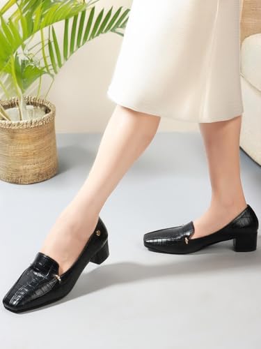 Image of Carlton London Women Stylish Slipon Pump Shoes with Block Heels, Square Toe for Party, Office and Daily Use