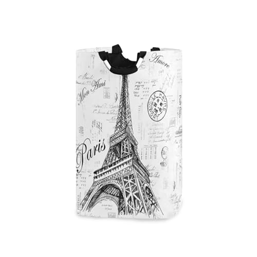 Nander Laundry Basket, Collapsible Fabric Laundry Hamper, Foldable Or Upright Clothes Bag (Paris Eiffel Tower)