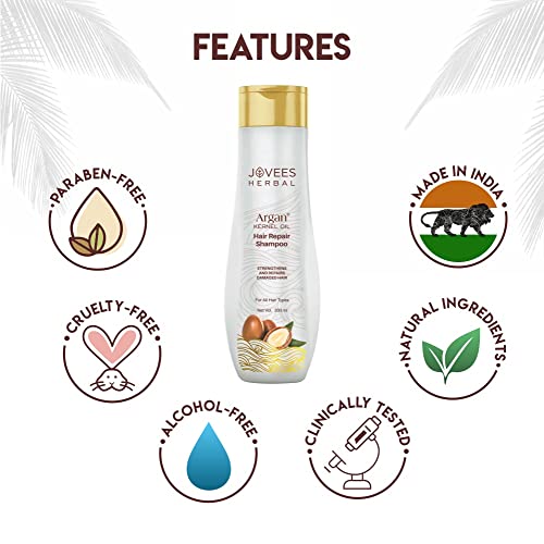 Image of Jovees Herbal Argan Kernel Oil Shampoo for Strengthen & Hair Repair, All Hair Types, Paraben & Alcohol Free, 300ml