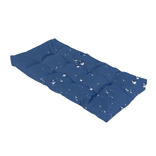 防水 厚さ8cm ベンチクッション 屋内/屋外用 長方形ガーデンソファパッド 2人掛け用 パティオ窓やテラス家具に最適 - ブルー 160x50cm