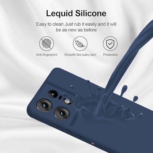 Image of DIZORO Microfiber Candy Case Compatible for Motorola Edge 50 Pro 5g Smooth Touch Cushion Liquid Soft Silicone Gel Rubber Phone Cases Non-Slip Full Body Protective Shockproof Back Cover (Navy Blue)