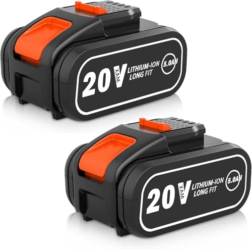 2 Packungen 5 0 Ah Ersatz für Worx Akku 20 V WA3553 Li-Ion Akkus ersetzen für Worx 20V Akku WA3551 W3553 WA3572 WX390 WX176 WX178 WU268 WX166.4 WX372.1 WX80000 WG2 59E