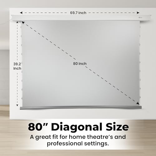 Image of Otek M80 Projector Screen 80 Inch 16:9,Motorized Wall Mount, Advanced Anti-Angular ALR Fabric(Gain 1.8),Remote Control Ultimate Choice for Home Theater,Gaming & Presentations