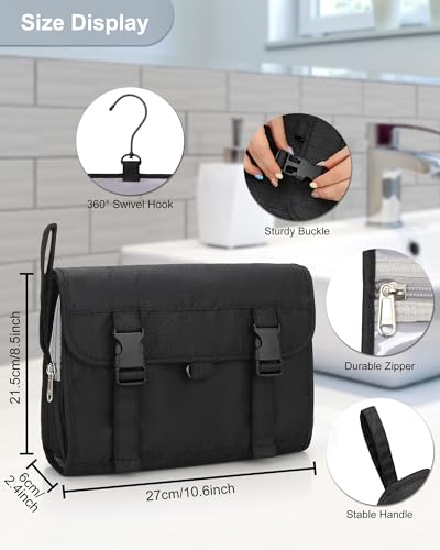 Relavel Travel Hanging Toiletry Bag for Men Women Travel Kit Shaving Bag Waterproof Large Makeup Bag Wash Bag Makeup Organizer Cosmetic Case for Bathroom Shower Black2