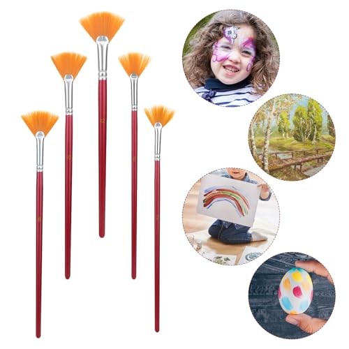 Mozeat Lens 575034_2_CKJKX1DL 5 Pcs Fan Paint Brushes Set Acrylic Paint Brushes Set Professional Soft Anti-Shedding Nylon Hair Fan Paint Brush thumb #3