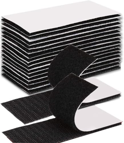 QILIMA Pegatina autoadhesiva de doble cara resistente, negra Cinta adhesiva de doble cara 20 unidades 3 x 10 cm Gancho y bucle para alfombras, para uso doméstico