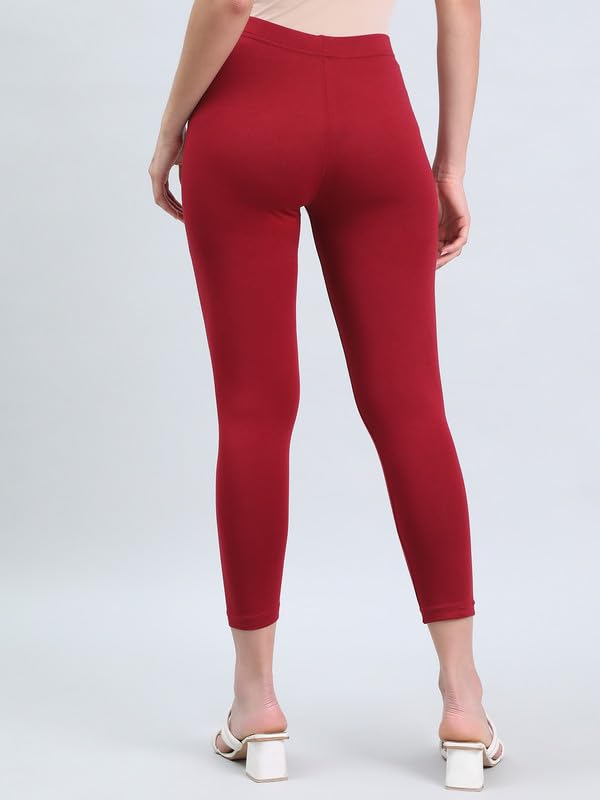Image of GO COLORS Soft Cotton Stretch Cropped Leggings for Women | Breathable, Mid Rise