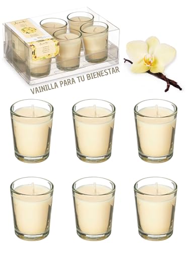 Velas Aromáticas Vainilla – Relajación Natural para Dormir Mejor – Pack de 6 velas con aroma de vainilla para ambientar el hogar, la oficina y el spa.