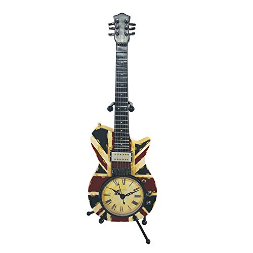 Clock-Union Jack Guitar on Stand, Natural, 37x13x4 cm