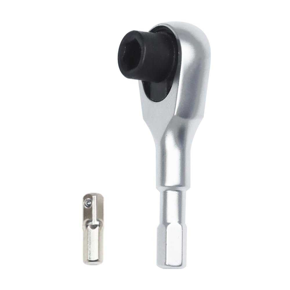 MORETOPGOOD Hex Mini Ratchet Wrench, 1/4" Hex Bits Adapters