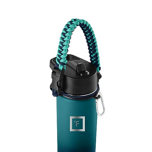 Image of IRON °FLASK Paracord Handle - Fits Wide Mouth Water Bottles - Durable Carrier, Secure Accessories, Survival Strap Cord, Safety Ring, and Carabiner - Seven Core Paracord Bracelet