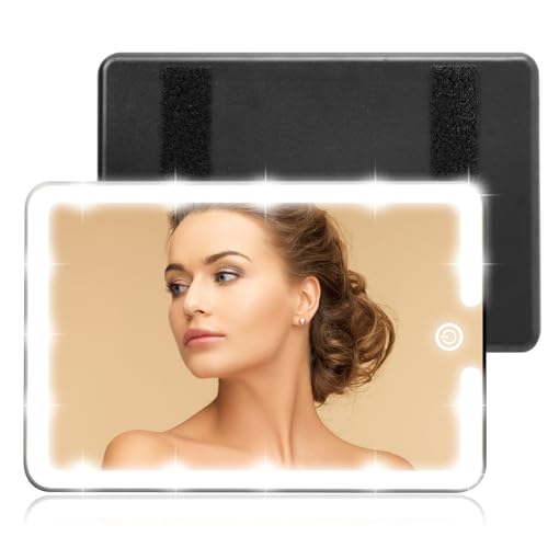 LED Vanity Mirror for Regular Car Sun Visor Lightweight Car Mirrors with Dimmable Lights 3-Color Vanity Makeup Mirror for Universal Standard Vehicle Visor
