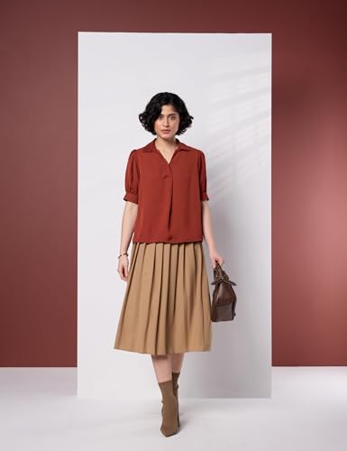 Image of Symbol Premium Women's Polyester Collared Top | Regular Fit | Desk-to-Dinner (Available in Plus Sizes)