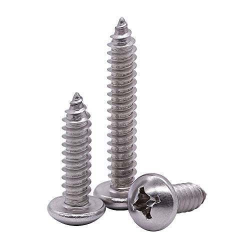 Eastlo #8 X 1/2 Inch Pan Head Sheet Metal Screw, 304 Stainless Steel 18-8, Phillips Drive Self Tapping Screw thumb #4