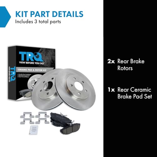 Image of TRQ Rear Brake Pad and Rotor Set Ceramic Compatible with 2011-2014 Ford Mustang