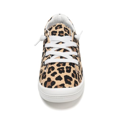 Image of FUNKYMONKEY Slip-On Canvas Sneakers for Women, Comfortable Lightweight Lace-Up Flat Casual Tennis Shoes Breathable Walking Shoes for Everyday Wear