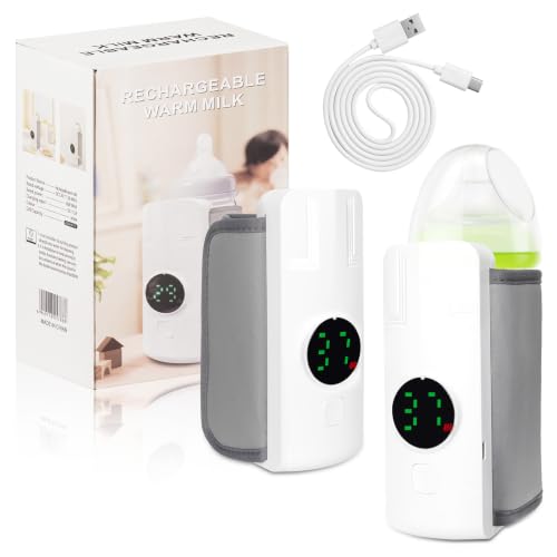 Chauffe-biberon portable sans fil, température réglable 37-55°C, rechargeable par USB avec écran LED, chauffe rapide pour lait maternel, idéal pour les...