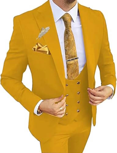 Rdzding Men's Suit 3 Piece Slim Fit Set Jacket Blazer Daily Business Blazer Groomsmen Suit Men for Wedding Party