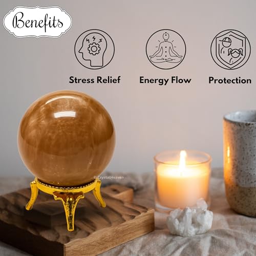 Image of Certified Peach Moonstone Crystal Ball for Meditation - Premium Crystal Vastu Items for Home and Feng Shui Items for Good Luck - Ideal for Pooja Supplies and Spiritual Practices (1.5 inch Inch)
