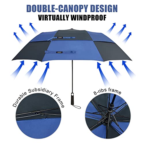 Image of G4Free 62 inch Portable Golf Umbrella Automatic Open Large Oversize Vented Double Canopy Windproof Waterproof Sport Umbrellas