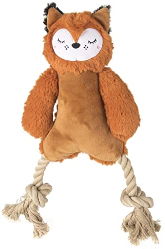 BarkButler x Fofos Rope Leg Plush Bear - Soft & Squeaky Plush Toys for Dogs with Rope, Dog Toys for Medium Dogs (5-20kgs) - Brown