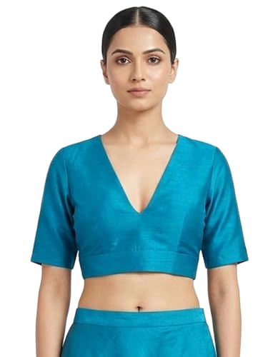 Image of Thevasa Women's Dupion Raw Silk Divine Depth Blouse
