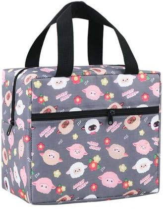 Image of Toy Imagine 5.6L Insulated Lunch Bag for Kids School Cute Cartoon Print Tiffin Bag Snack Tote Bag Compact Portable Leak Proof Tiffin Pouch Hot and Cold Lunch Box Bag for Boys & Girls (Sheep Design Grey)