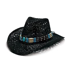 Black With Wood Beads Brim