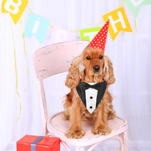 Hund Smoking Bandana Halsband Hochzeit Fliege für Hunde Fliege Verstellbar für Krawatte Haustiere Formelle Halsketten Hund Welpe Kätzchen Hochzeit Geburtstag Schwarz Weiss