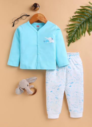 Image of LuvLap Baby Boys & Girls Regular Fit 100% Cotton Half Sleeves Jhabla & Shorts Set Pack of 2