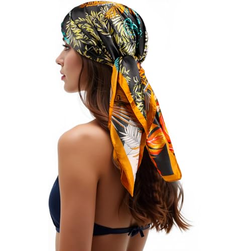 Head Scarf for Women Silk Satin Scarf for Hair Wrapping 35 Inch Square Scarf