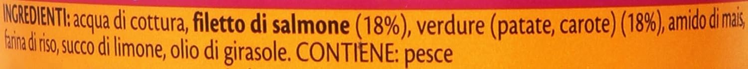 Plasmon Pesce Salmone con Patate, 12x (2x 80g), Mit ausgewählten Zutaten, 100% natürlich, Ohne Stärken und Salz hinzugefügt + Italian Gourmet polpa 400g