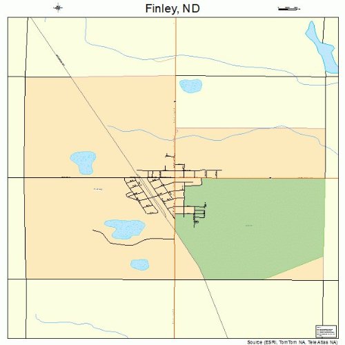 Large Street & Road Map of Finley, North Dakota ND Printed poster
