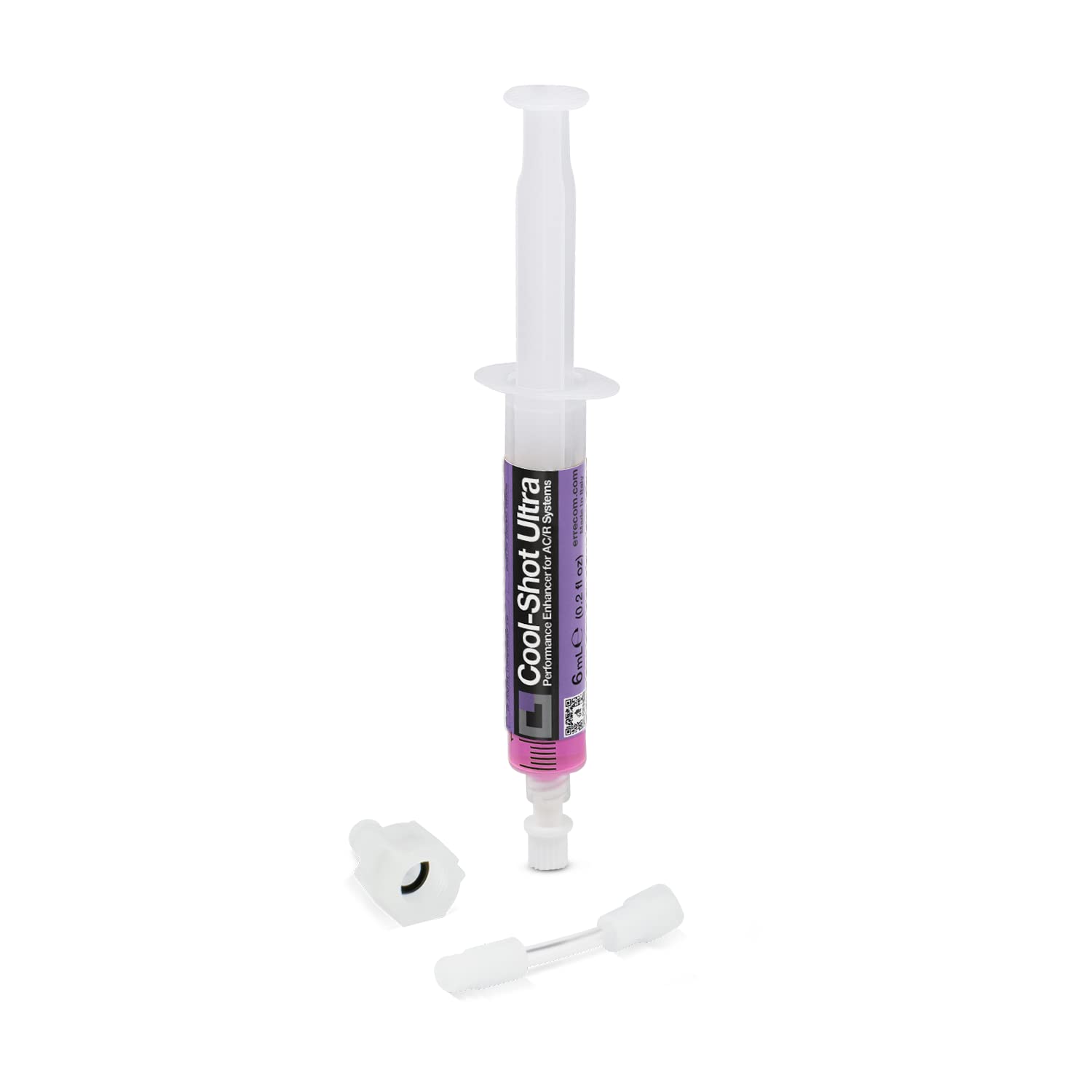 Errecom Cool-Shot Ultra, A/C Performance Enhancer Additive to Restore the Original Efficiency of Air Conditioning and Refrigeration Systems, 6 mL Cartridge, includes 1/4 SAE Adapter