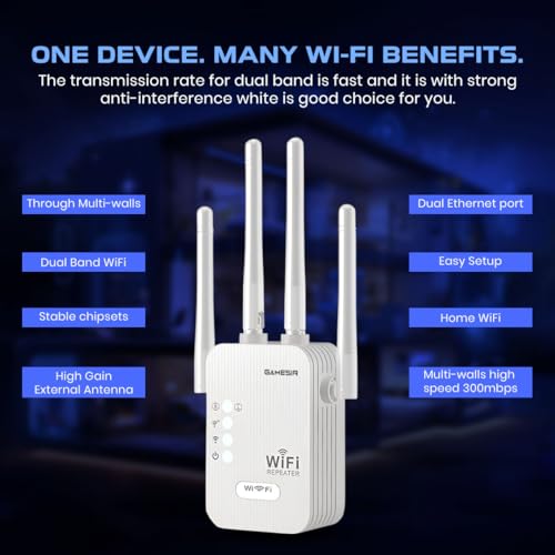 Image of GameSir WiFi Repeater 300Mbps Wireless Range Extender | 4 High-Gain Antennas | WiFi Signal Booster for Home, Office, | Supports WPS, AP & Repeater Mode (5)