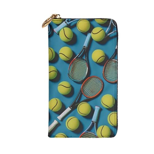 Funny Tennis Racquets and Tennis Balls Printed Long Wallet for Women Men Cute PU Leather Wallet with Coin Purse and Credit Card Holder2