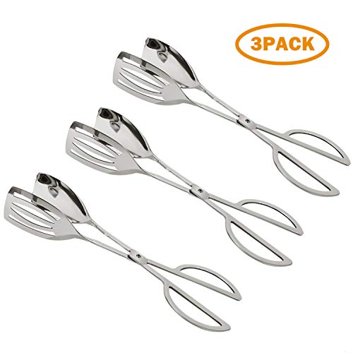 Pomeat 3pcs Buffet Tongs Salad Tongs Stainless Steel Serving Tongs Cake Tongs, Buffet