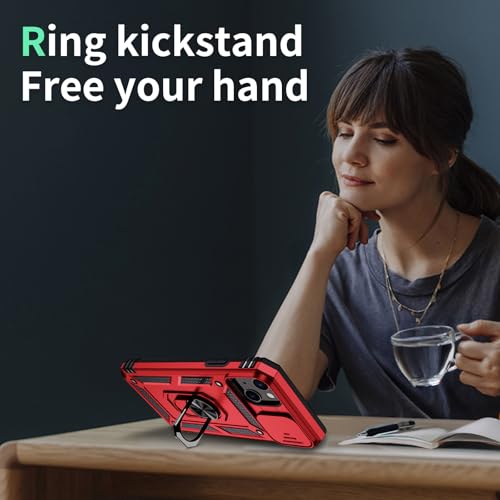 Coque iPhone 14 Plus rouge avec protection objectif et protège-écran HD
