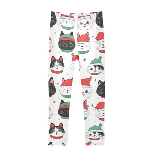 Christmas Cute Cat Girls Leggings Soft Stretch Workout Yoga Dance Pants for Kids Casual Tights