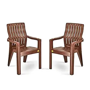 COMFORT CREATION Back Support Chair (3 Years Warranty on Manufacturing defect) Weight Bearing Capacity 200 kg Plastic Outdoor Chair (Pack of 2)