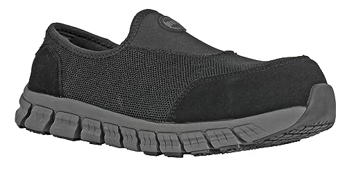 HOSS Meteorite Men's Composite Toe Electrical Hazard Slip-On Athletic Work Shoe, Black, Size 10(W)