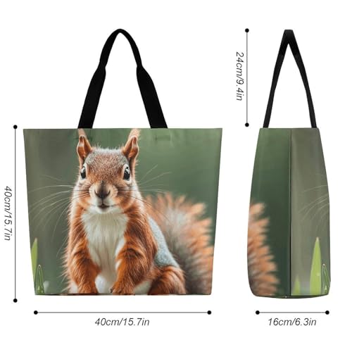Fashionable Reusable Women's Shoulder Tote Bag Cute Squirrels Printed with Unique Heat Transfer Print, Eco-Friendly Durable Polyester for Grocery, Travel & Gifts2