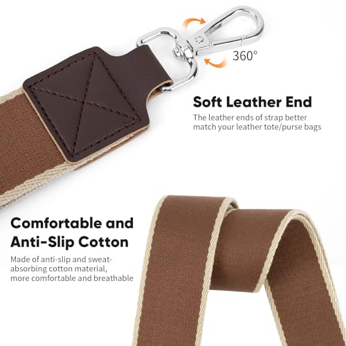 Image of Purse Strap Wide Replacement Crossbody Bag Straps, 1.5 inch Canvas Handbag Shoulder Strap, Adjustable Tote Belt(1.5 inch - Brown - Silver Buckle)