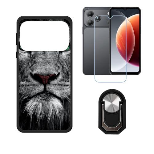 BMPNLSZ �K�pBlackview Wave 7C�p+HD�����K���X�ɓK�����ėpTPU�P�[�X�A�V���J�Q���P�[�X�o���p�[�ی�o�b�N�P�[�X-�ɓK����9�d�x�X�N���C�u�h�~�X�N���[���v���e�N�^(6,56") + ���O���\�Ŕėp�I��360�x��]�\�ȃX�e���g