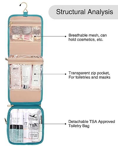 Hanging Toiletry Bag for Women with Tsa Approved Toiletry Bag, Travel Foldable Toiletries Bag Cosmetics Jewelry Toiletry Bag Water Resistant Makeup Organizer for Traveling3