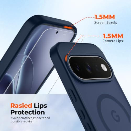 Image of SUPFINE Magnetic for Google Pixel 11 Pro Case - Sapphire Blue | With Screen Protector,Translucent Matte,Built-in Magnets,Military Grade Drop Protection,Shockproof Phone Cover
