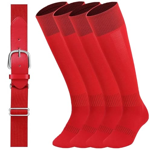 Baseball Socks - Baseball Socks and Belt, Softball Socks Belt Elastic Waist Belt for Boys Girls