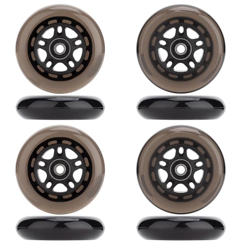 WSDAV Ruote per Pattini in Linea, Confezione da 8 85A ABEC-9 con Cuscinetti e distanziali - Indoor/Outdoor e Hockey,Nero,76MM